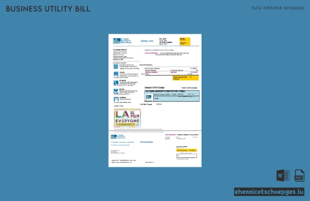 USA LA DWP Gewerbestromrechnung in Word- und PDF-Formaten – Beispielvorschau